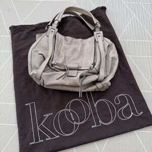 Kooba Jonnie Grey Leather Hobo Bag-Large Snakeskin Metallic